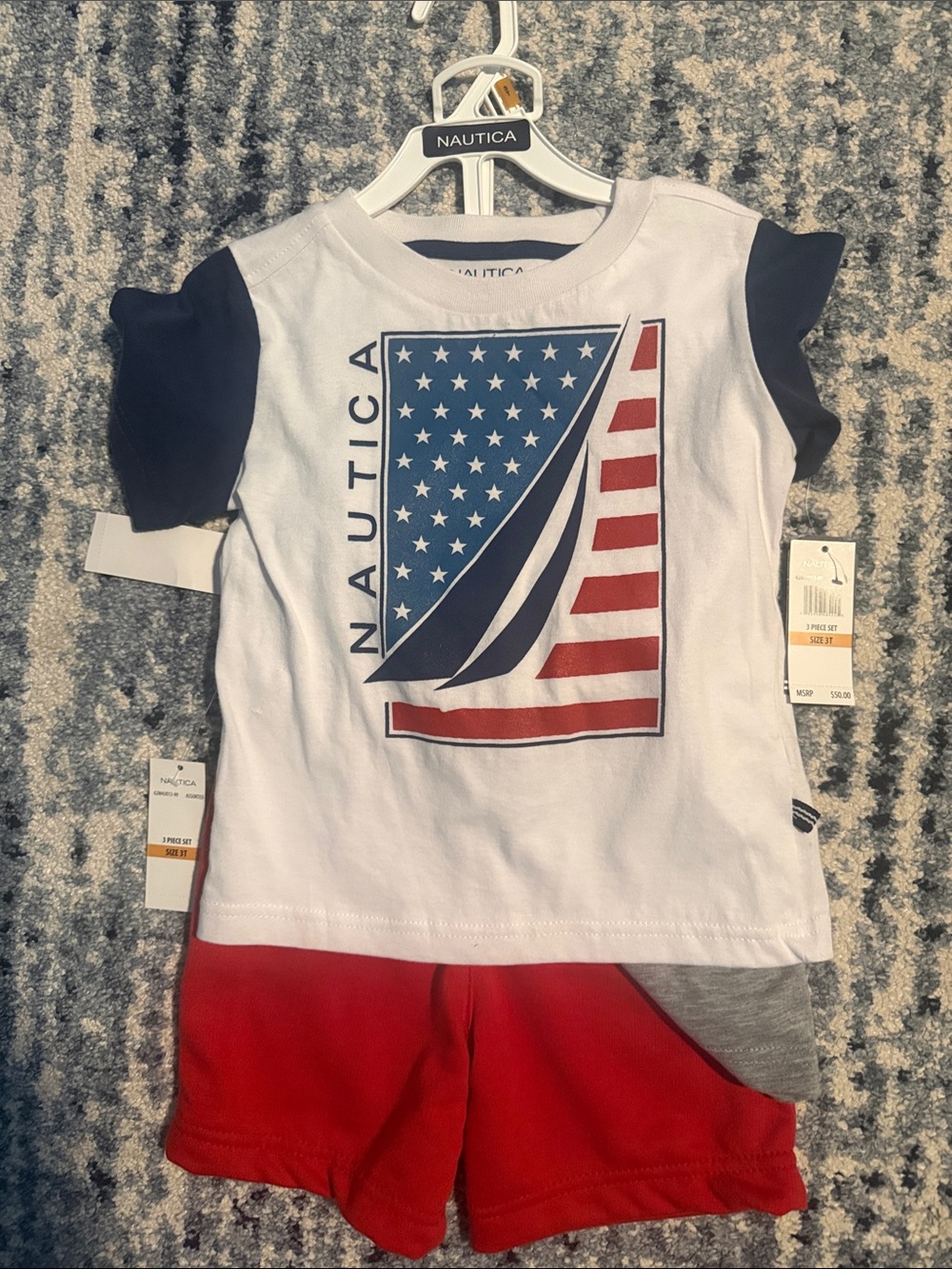 Nautica White, Navy & Red Boys' Patriotic Matching Set